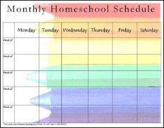 Monthly homeschool schedule assignment sheets