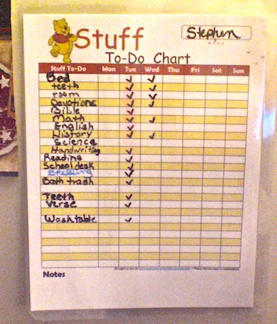 homeschool chore charts
